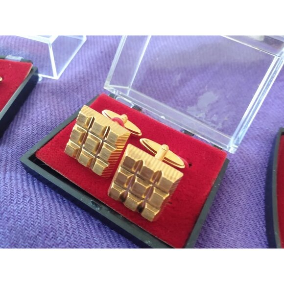 Men's Vintage Gold Tone Cuff Links & Tie Clip 1960's - Picture 6 of 6